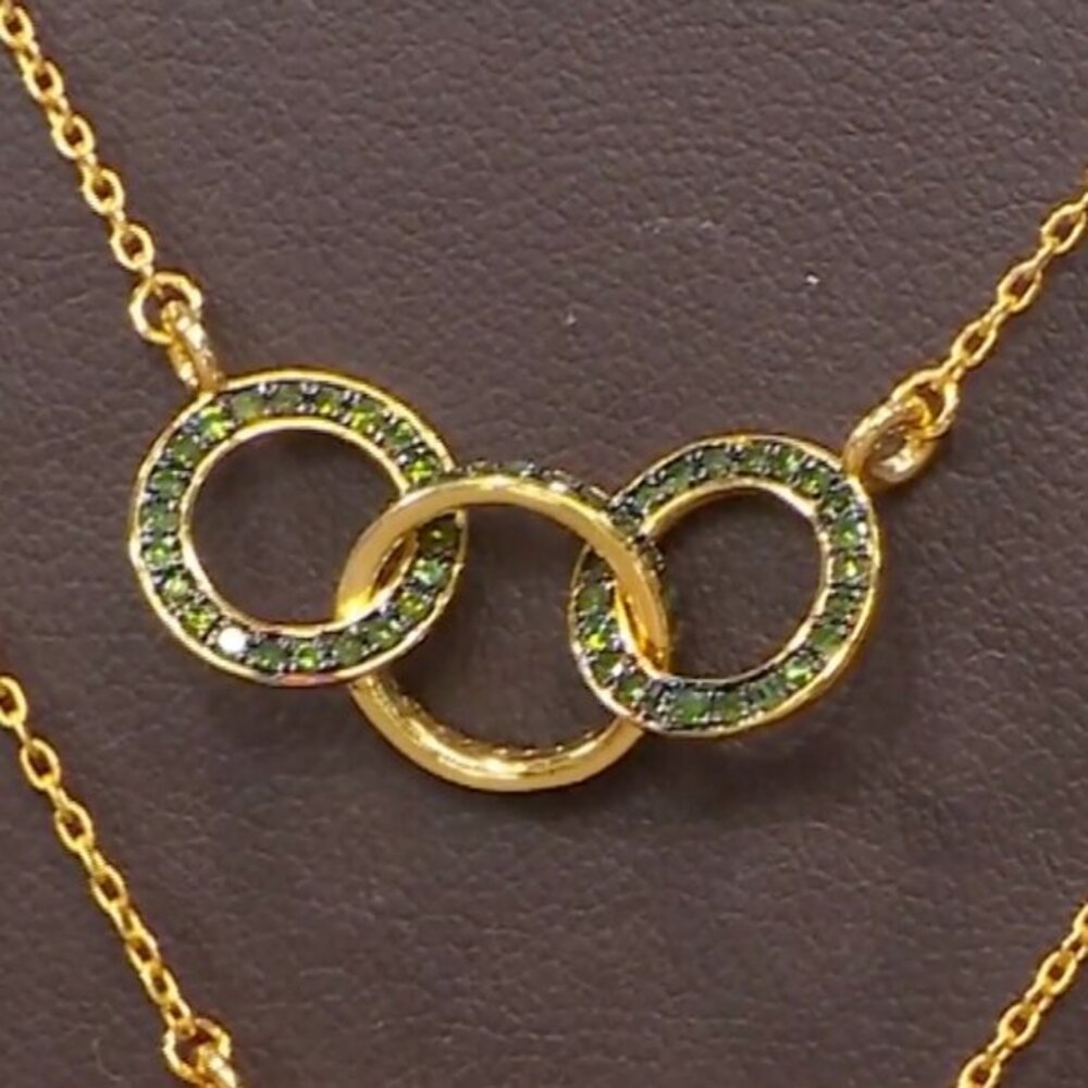 Rarities Carol Brodie 1/3 ctw Green Diamond Link Trinity Necklace NWT